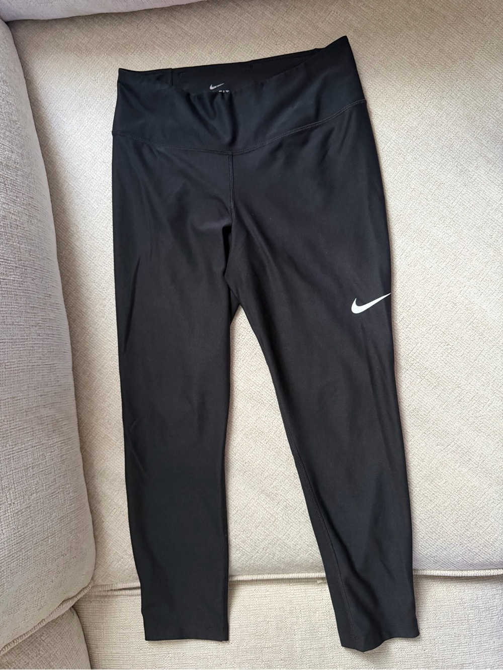 Nike Black High-Rise Workout Leggings with White Swoosh